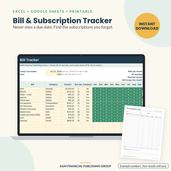 Bill & Subscription Tracker: preview (mockup)