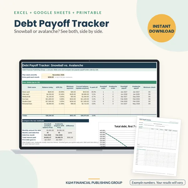 Debt Payoff Tracker: preview (mockup)