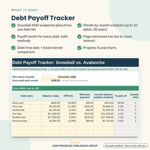 Debt Payoff Tracker: features (mockup)