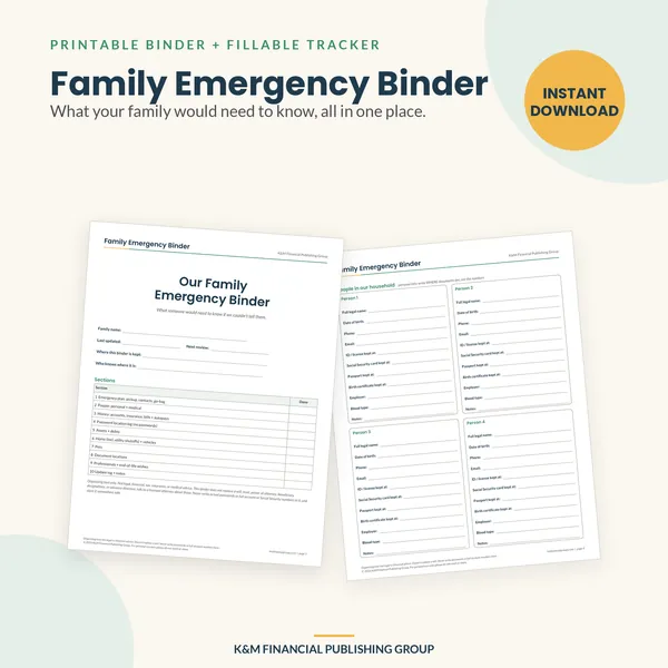 Family Emergency Binder: preview (mockup)