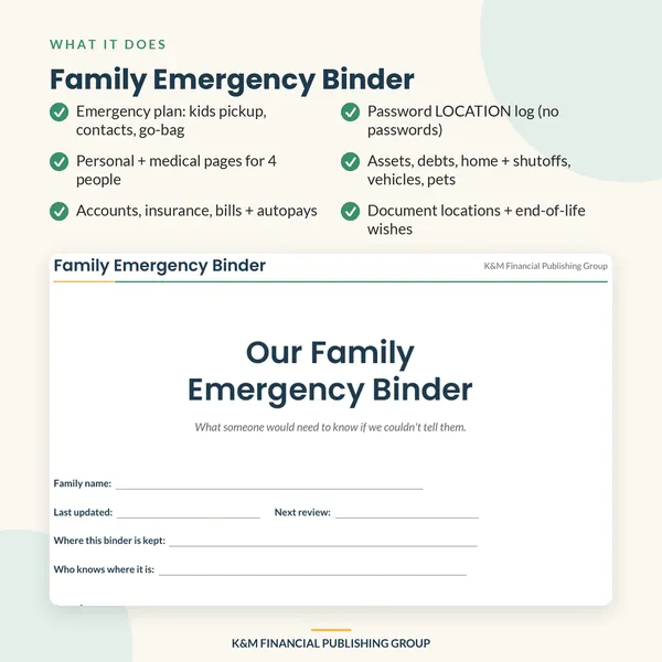Family Emergency Binder: features (mockup)