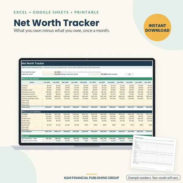 Net Worth Tracker: preview (mockup)