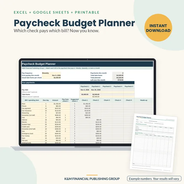 Paycheck Budget Planner: preview (mockup)