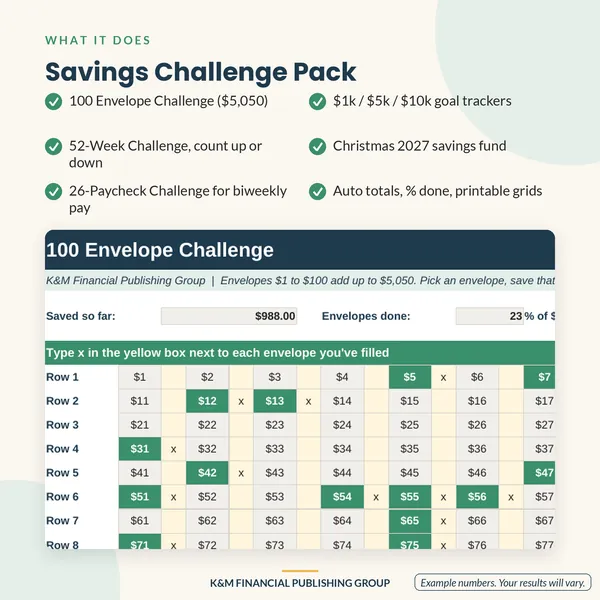 Savings Challenge Pack: features (mockup)